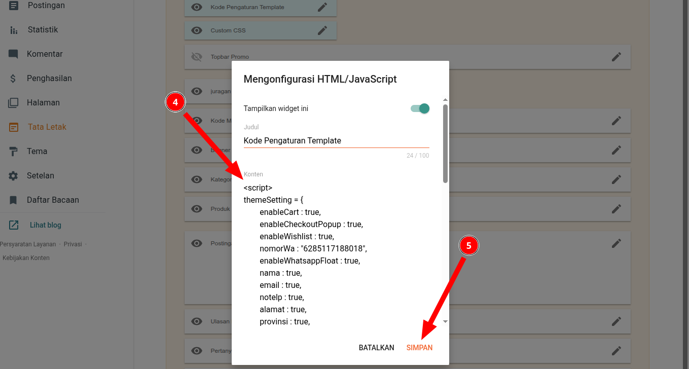 Aktifkan Midtrans di tema