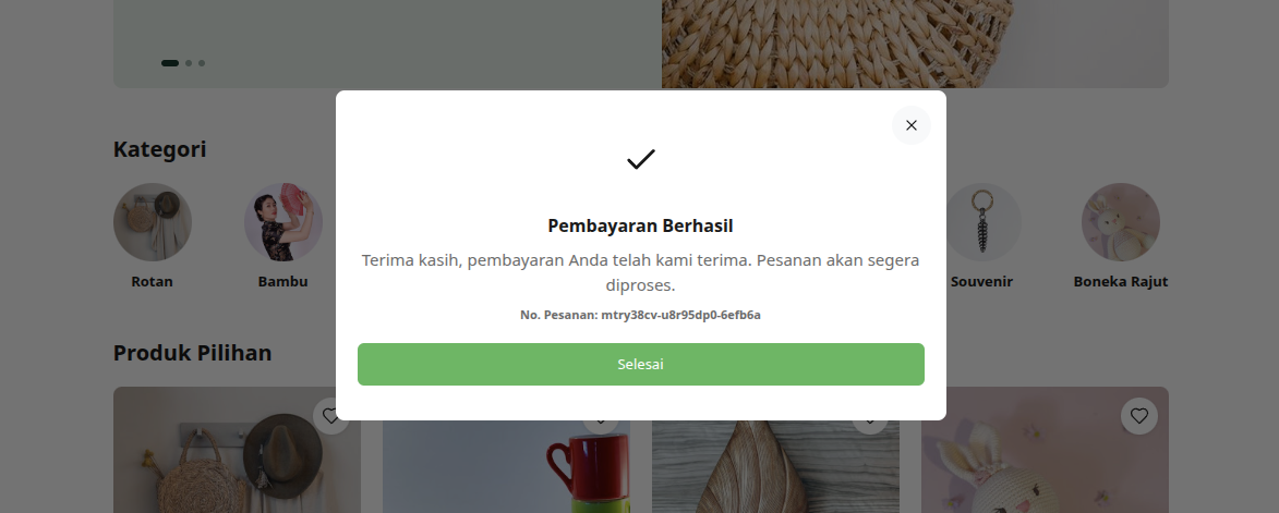konfirmasi payment successfull