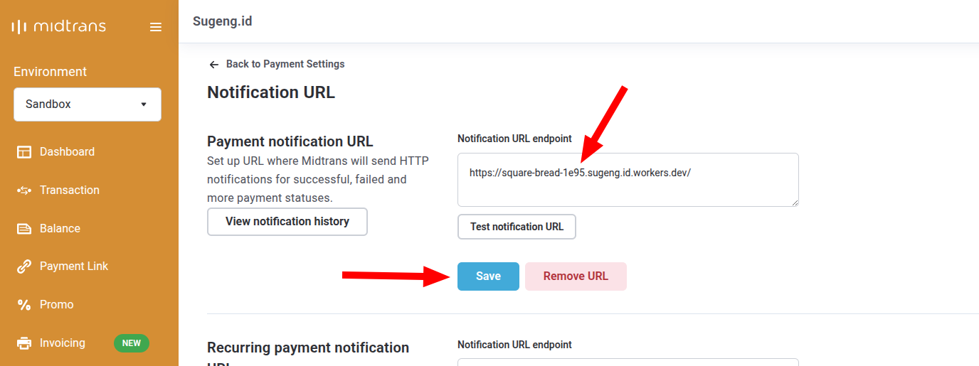 Notification URL Midtrans
