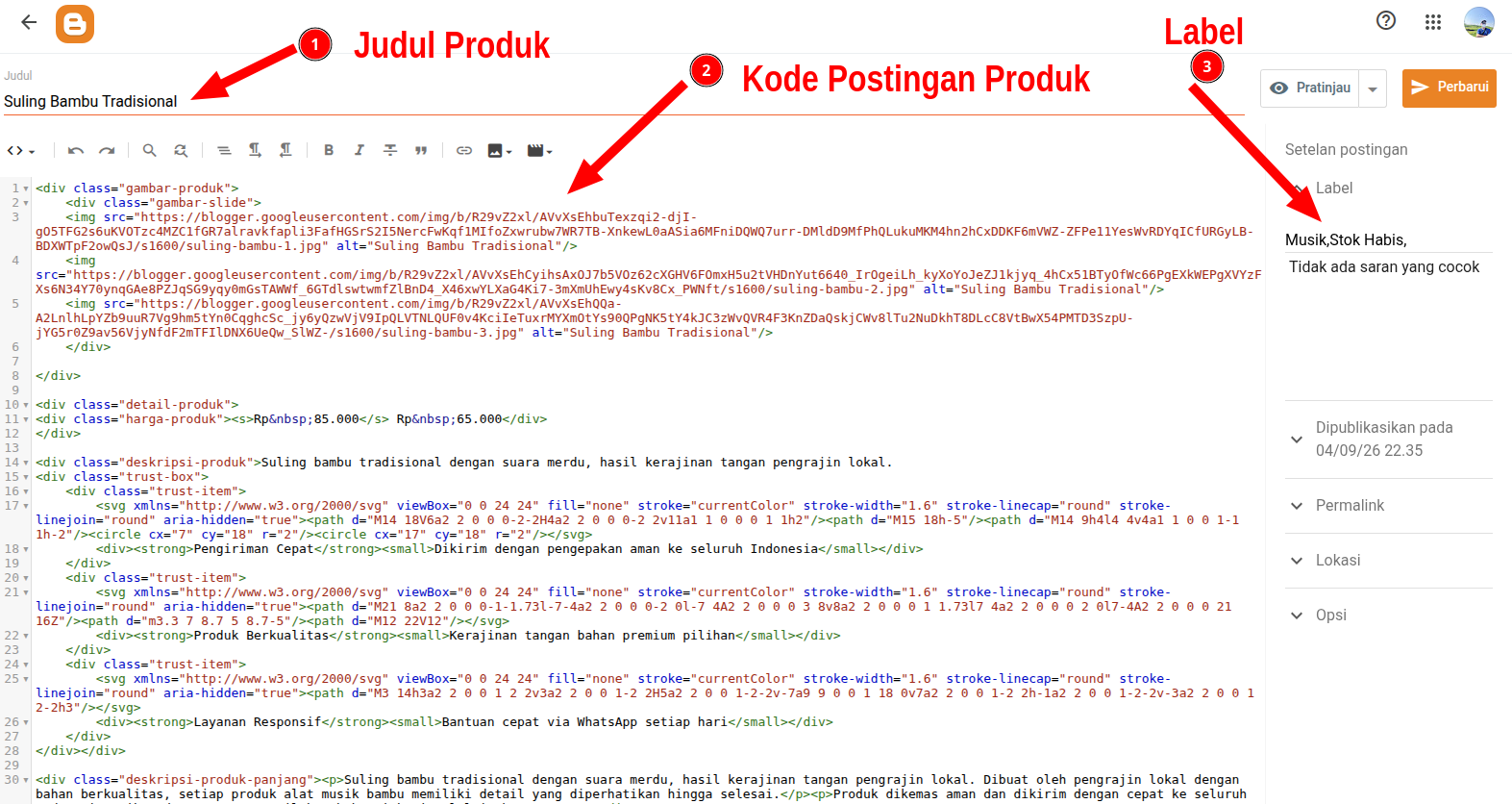 Postingan Produk Juragan
