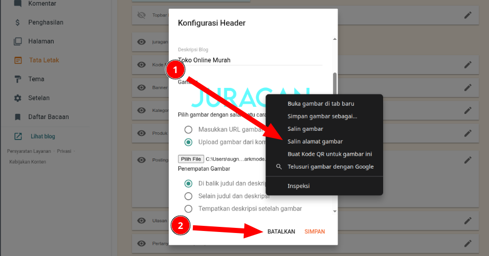 Salin URL gambar logo versi gelap
