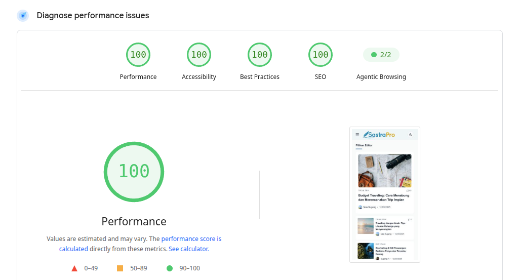 Skor PageSpeed Insights